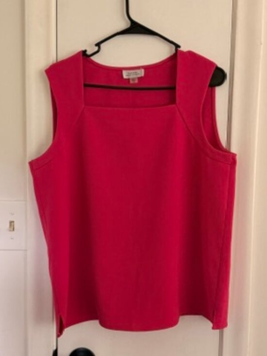 Tahari Tops - Tahari Hot Pink Cap Sleeve Blouse – Size 12 – Barbie Pink Career Top